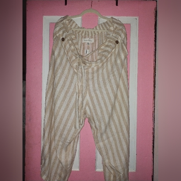 French Laundry Striped Jumpsuit in Cream and Tan - Picture 1 of 8